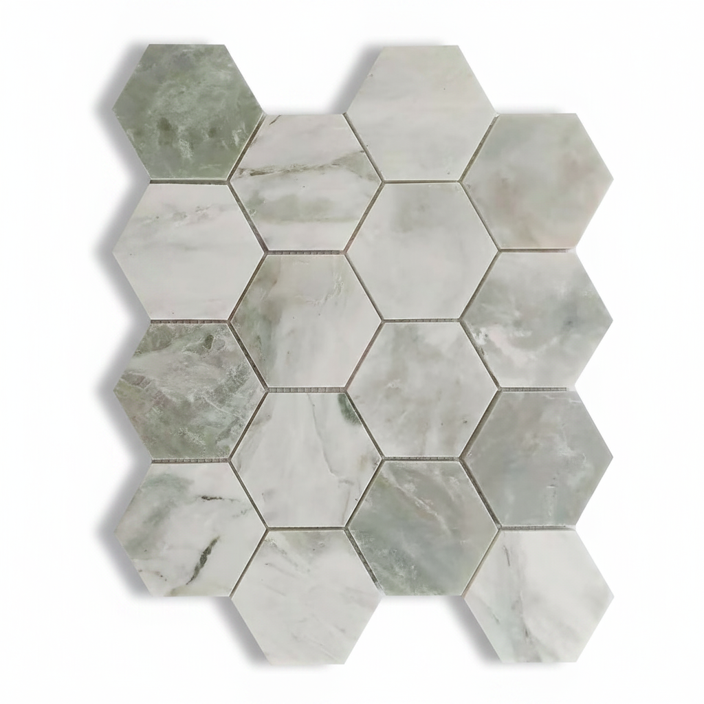 Mineralis Green Mix Hexagon Marble Polished Mosaic Tile - American Tile Depot