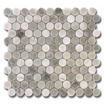 Mineralis Green Mix Penny Round Marble Polished Mosaic Tile - American Tile Depot