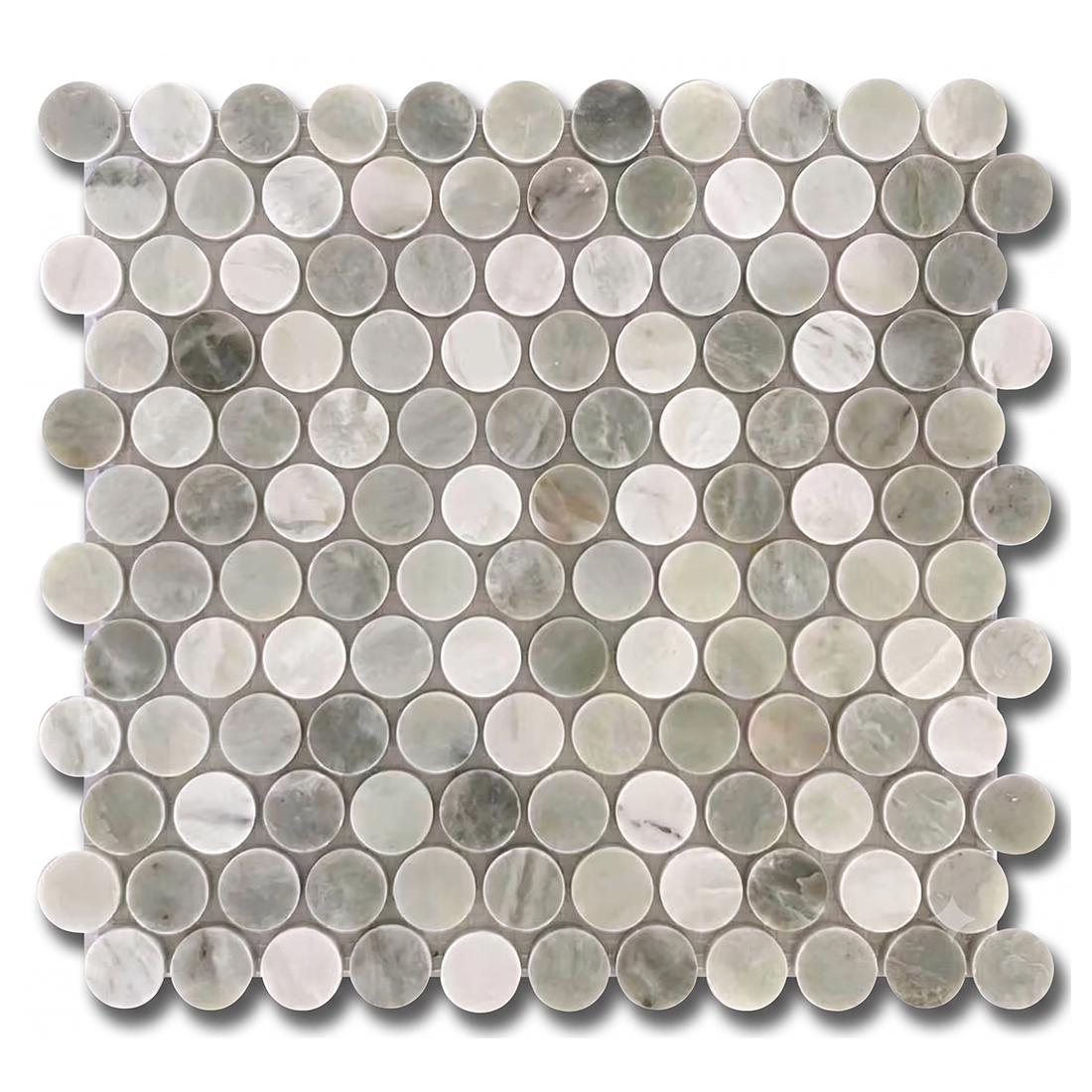 Mineralis Green Mix Penny Round Marble Polished Mosaic Tile - American Tile Depot
