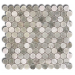 Mineralis Green Mix Penny Round Marble Polished Mosaic Tile - American Tile Depot