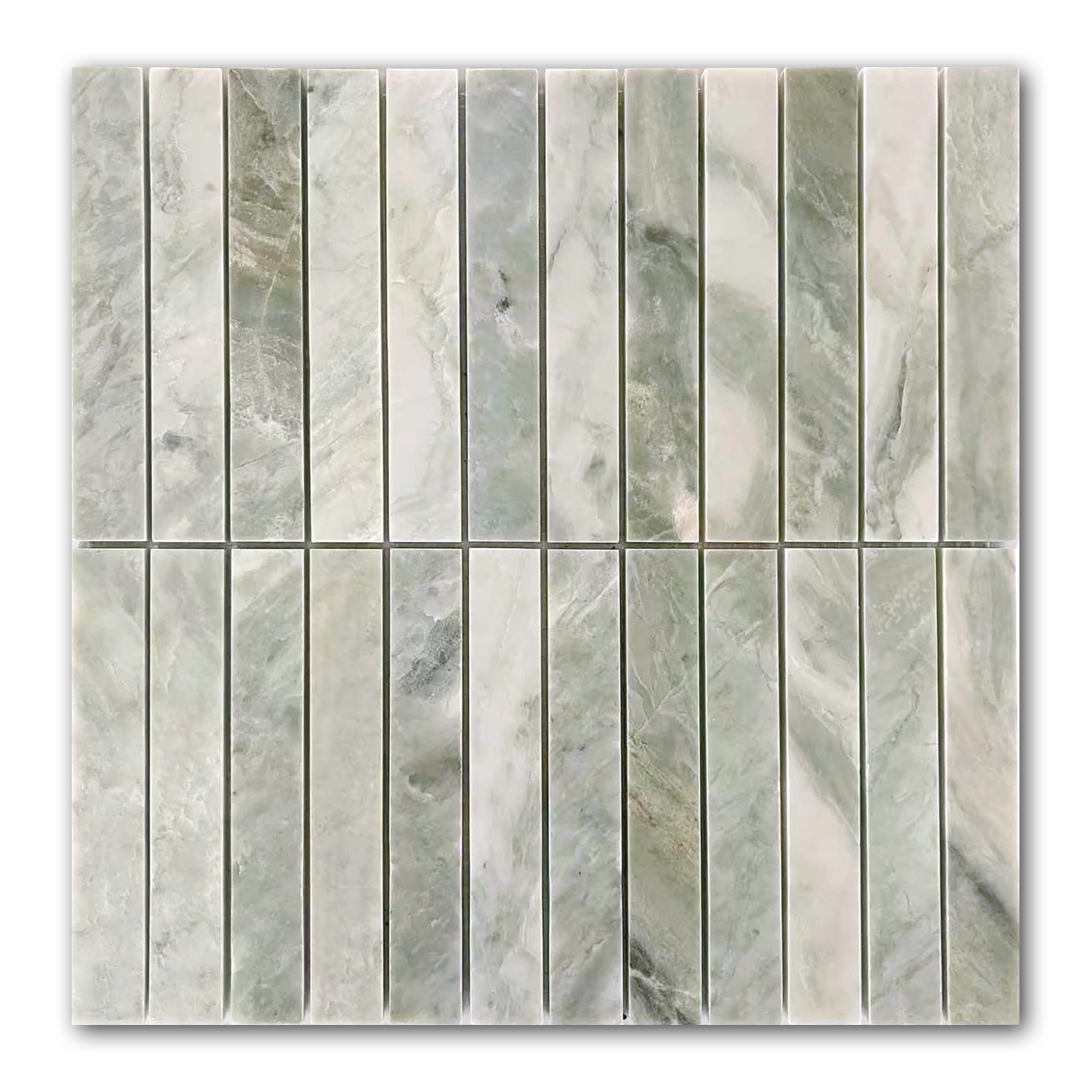 Mineralis Green Mix Stacked Marble Polished Mosaic Tile - American Tile Depot