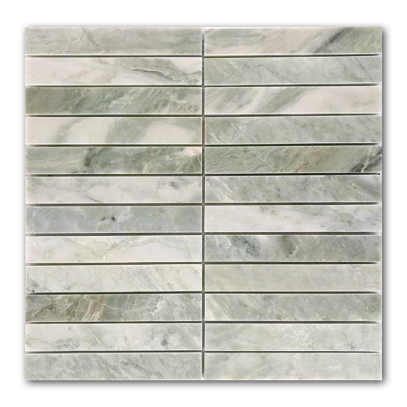 Mineralis Green Mix Stacked Marble Polished Mosaic Tile - American Tile Depot