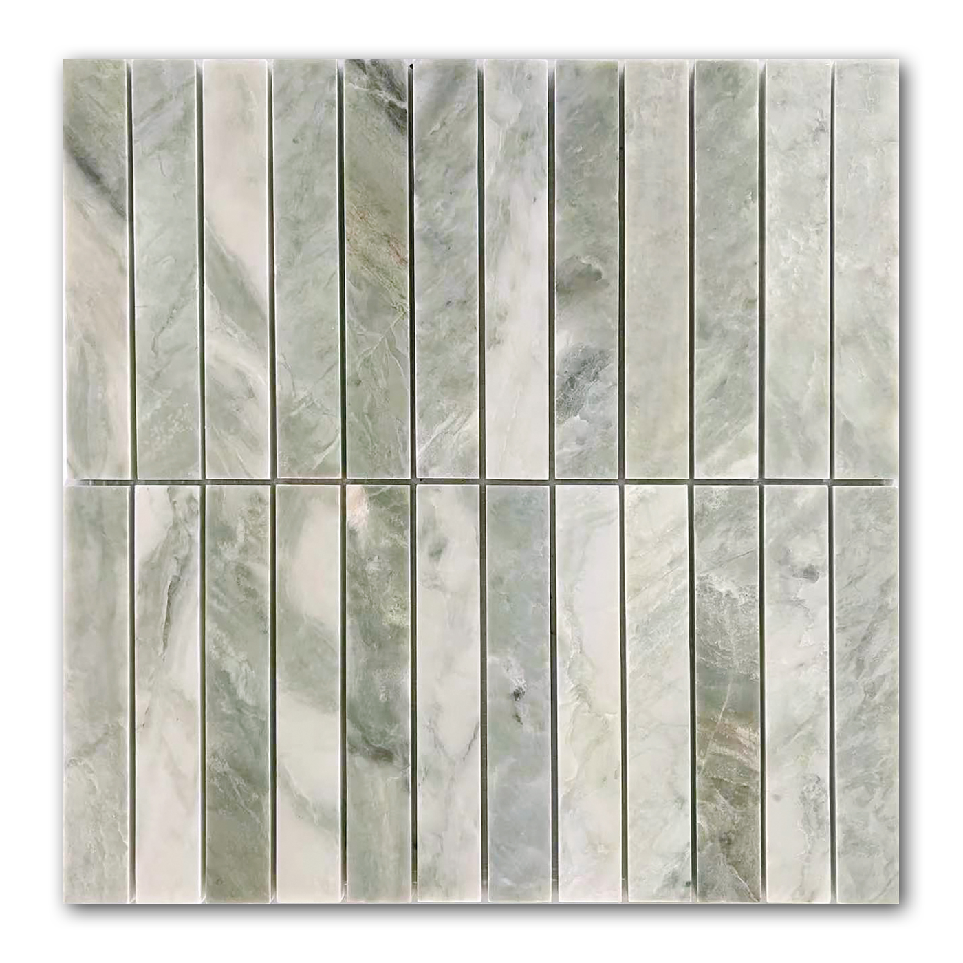 Mineralis Green Mix Stacked Marble Polished Mosaic Tile - American Tile Depot