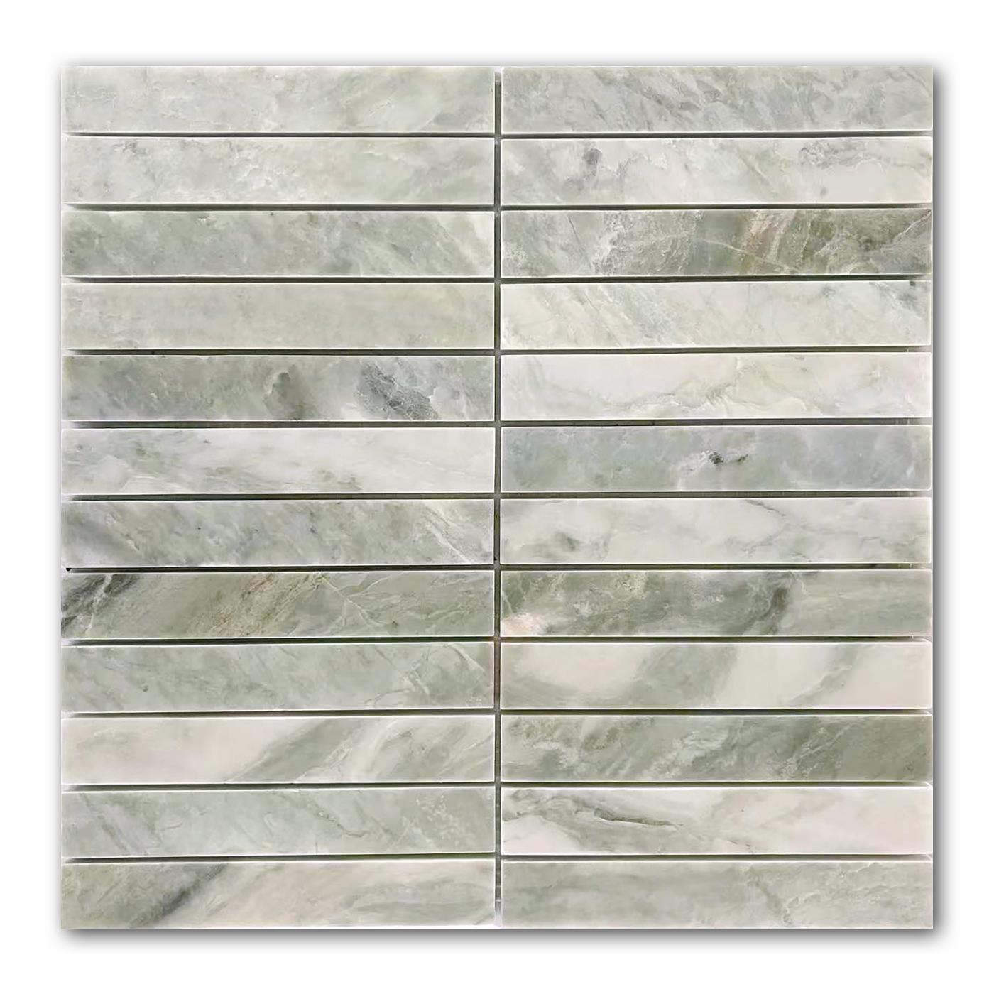 Mineralis Green Mix Stacked Marble Polished Mosaic Tile - American Tile Depot
