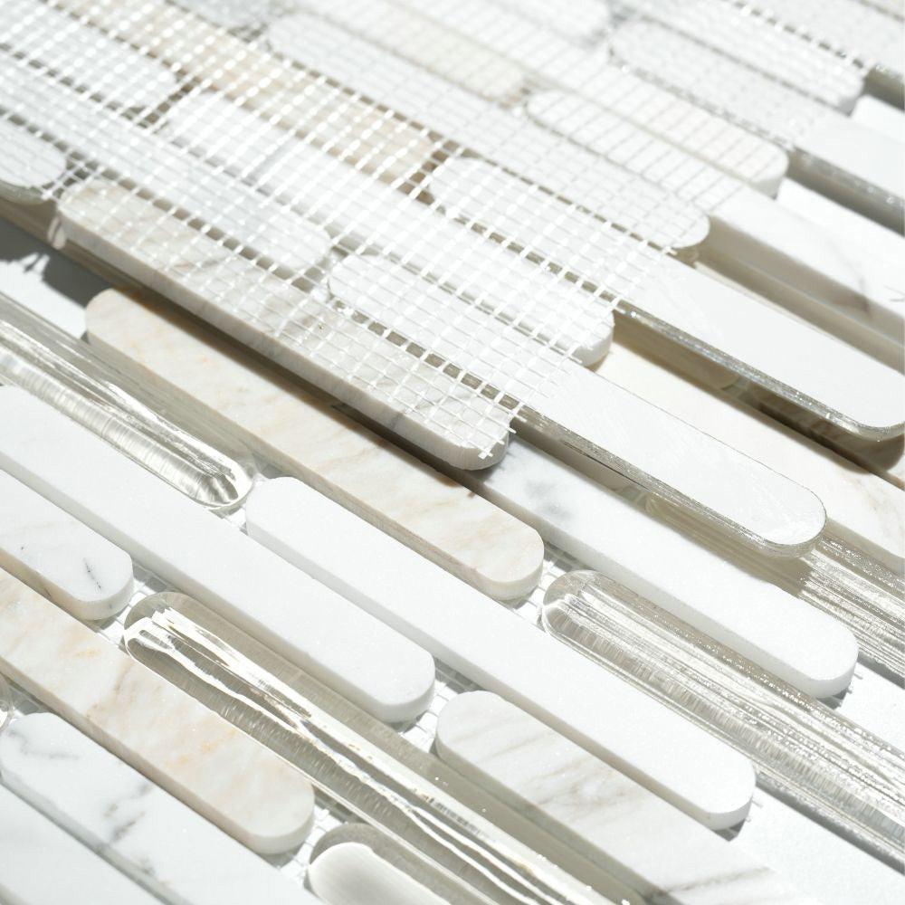 Grove Calacatta Gold Linear Glass Mosaic Wall Tile Grove Calacatta Gold Linear Glass Mosaic Wall Tile - American Tile Depot