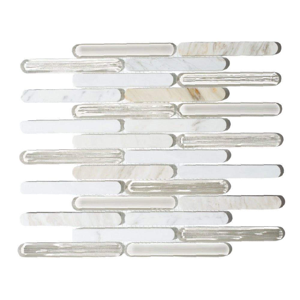 Grove Calacatta Gold Linear Glass Mosaic Wall Tile