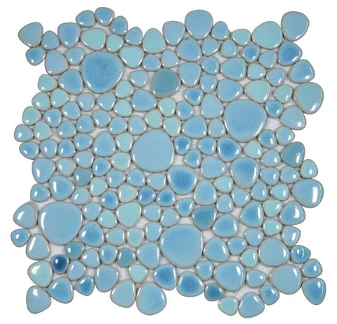Venus Noon Jewel Blue Pebble Porcelain Mosaic Tile