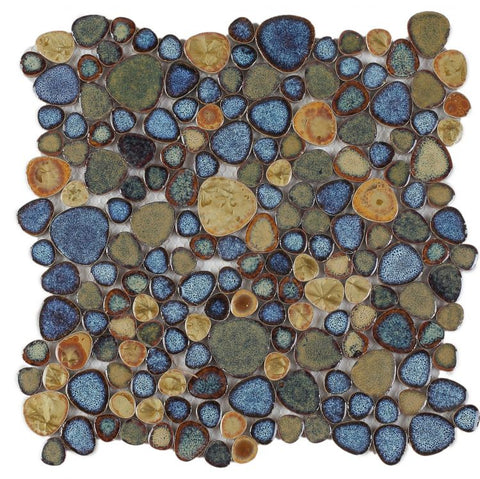 Venus Night Olive Pebble Porcelain Mosaic Tile