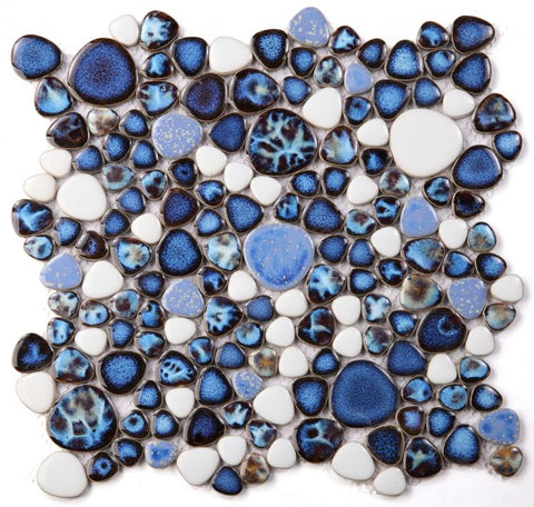 Venus Night Royal Blue Pebble Porcelain Mosaic Tile