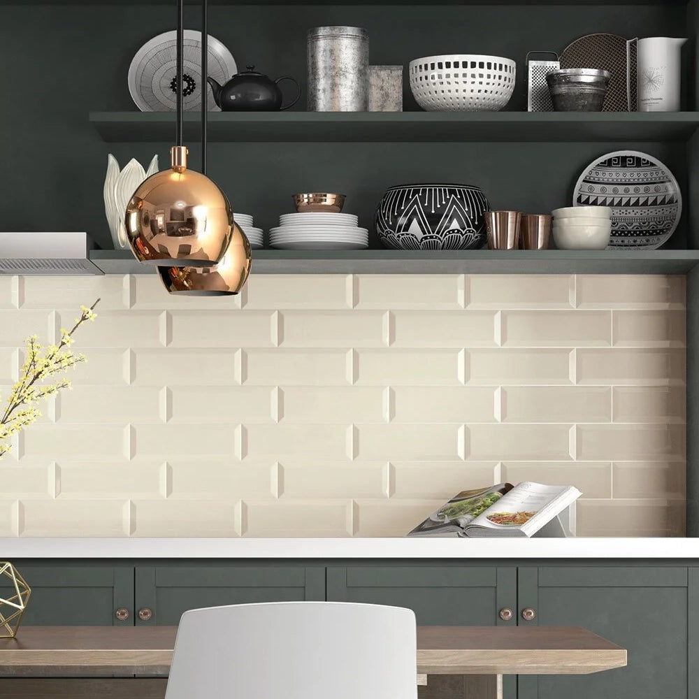 CLEARANCE - 4×12 Hawthrone Refined White Beveled Glossy Ceramic Wall Tile - American Tile Depot