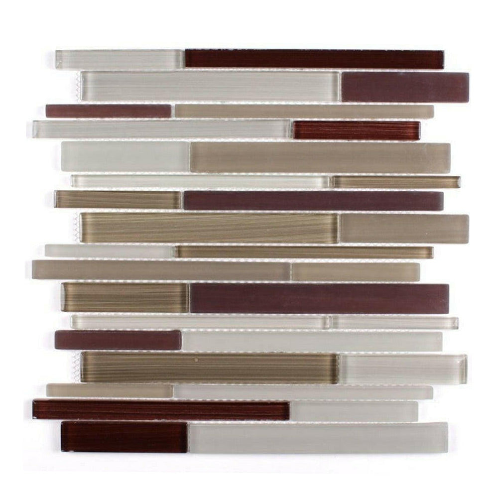 Horizon Merlot Linear Glass Mosaic Tile