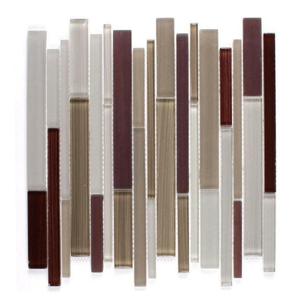 Horizon Merlot Linear Glass Mosaic Tile Horizon Merlot Linear Glass Mosaic Tile - American Tile Depot