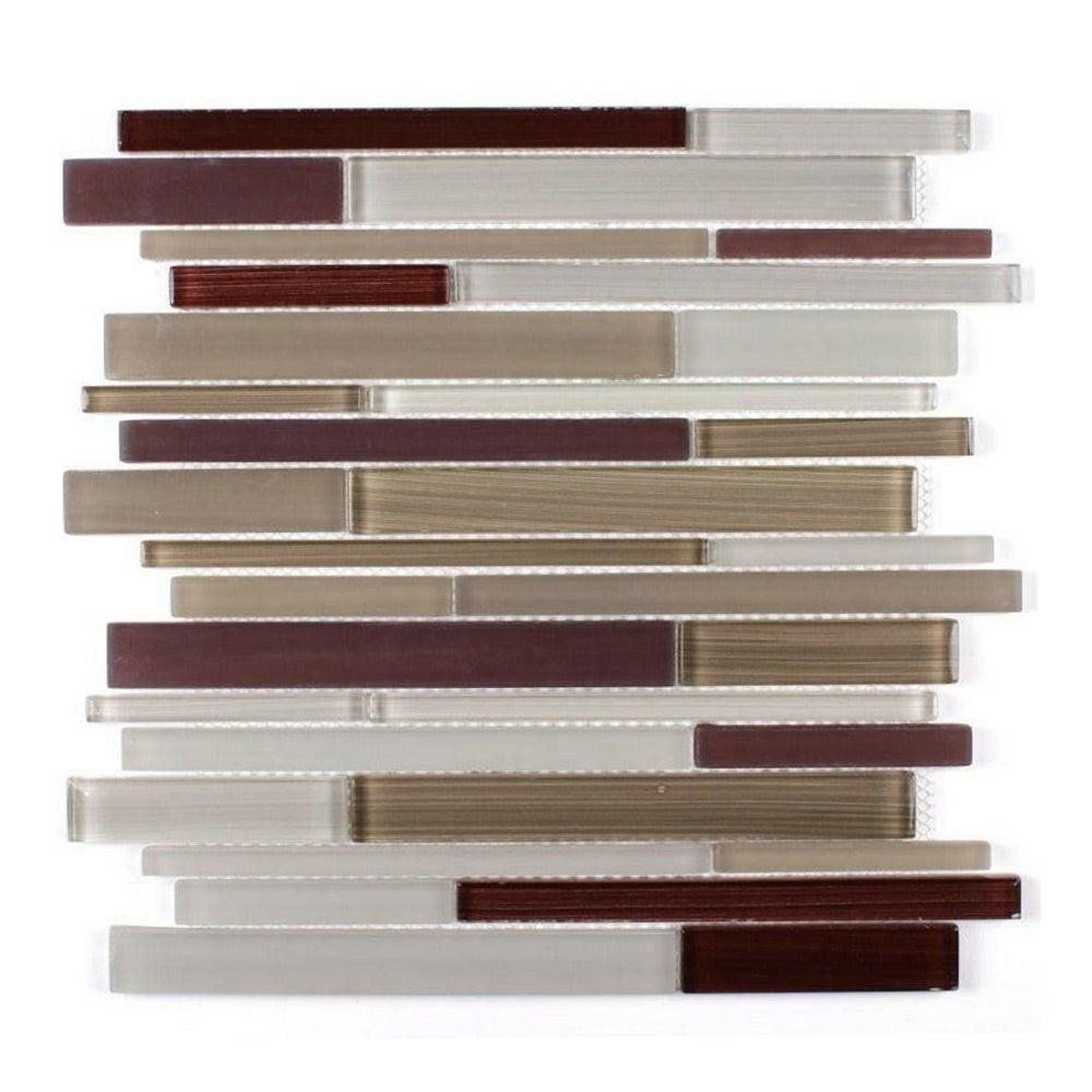 Horizon Merlot Linear Glass Mosaic Tile Horizon Merlot Linear Glass Mosaic Tile - American Tile Depot