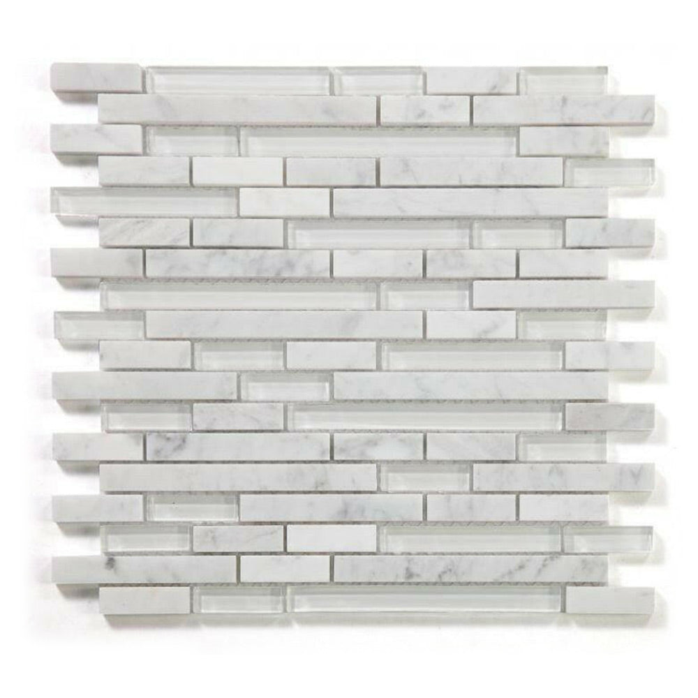 Horizon Sunrise Carrara White Linear Mosaic Wall Tile