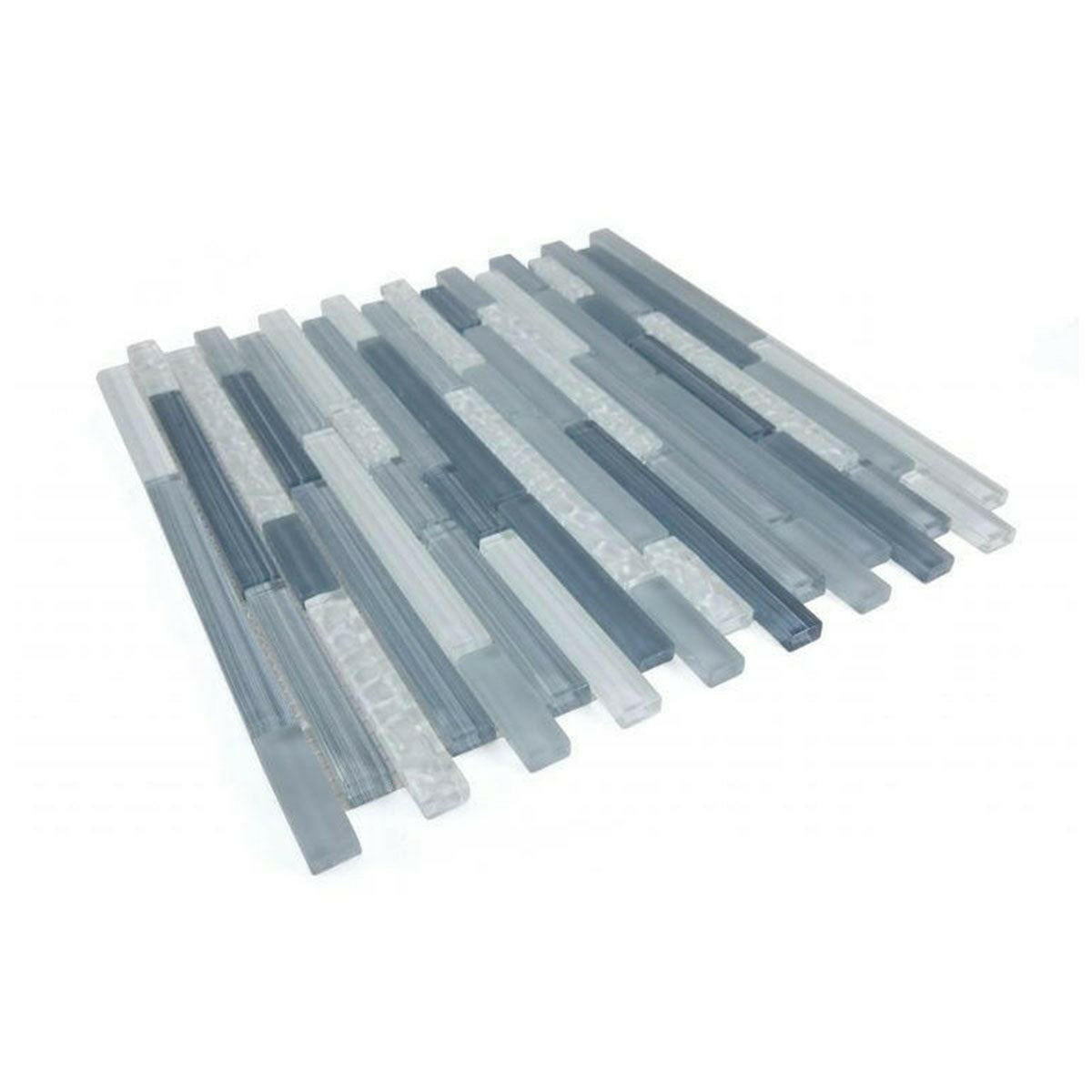 Horizon Sunset Rain Blue Glossy Linear Glass Mosaic Tile Horizon Sunset Rain Blue Glossy Linear Glass Mosaic Tile - American Tile Depot