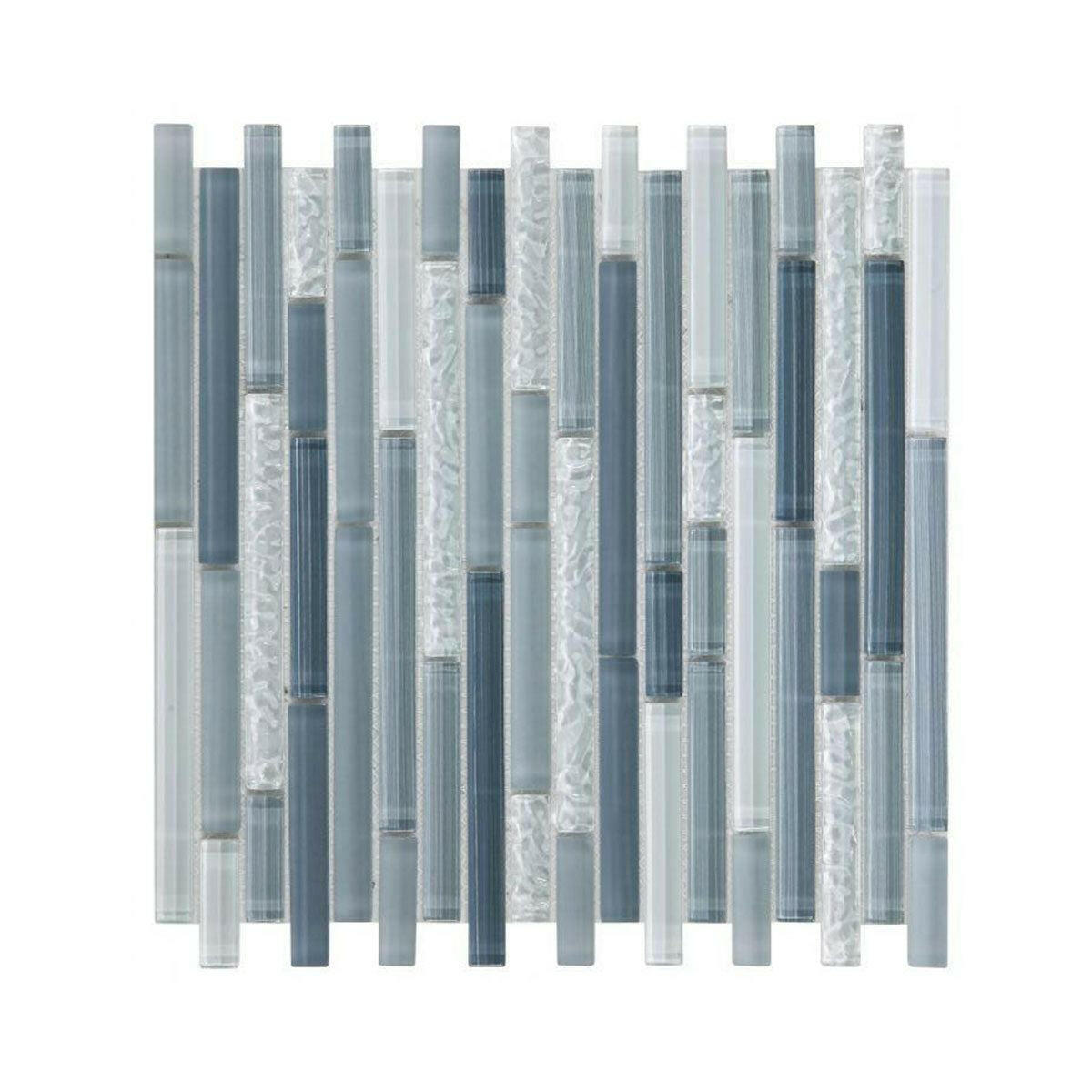 Horizon Sunset Rain Blue Glossy Linear Glass Mosaic Tile Horizon Sunset Rain Blue Glossy Linear Glass Mosaic Tile - American Tile Depot