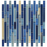 Horizon Sunset Sapphire Glossy Linear Glass Mosaic Tile Horizon Sunset Sapphire Glossy Linear Glass Mosaic Tile - American Tile Depot