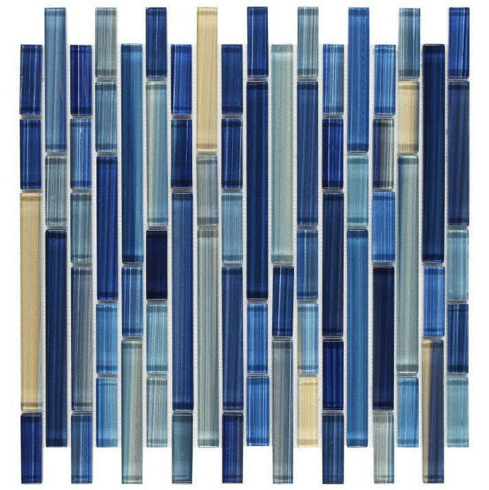 Horizon Sunset Sapphire Glossy Linear Glass Mosaic Tile Horizon Sunset Sapphire Glossy Linear Glass Mosaic Tile - American Tile Depot