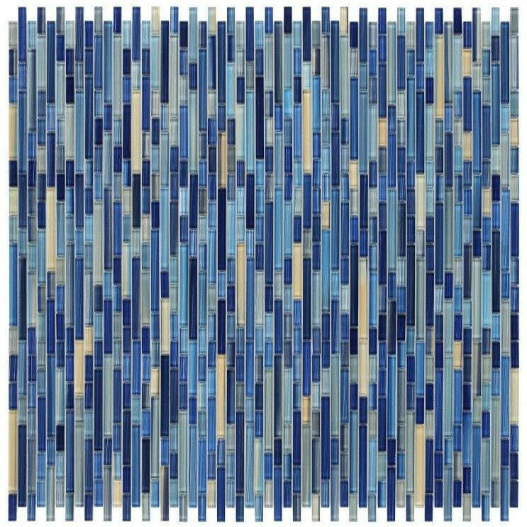 Horizon Sunset Sapphire Glossy Linear Glass Mosaic Tile Horizon Sunset Sapphire Glossy Linear Glass Mosaic Tile - American Tile Depot