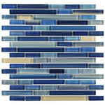 Horizon Sunset Sapphire Glossy Linear Glass Mosaic Tile Horizon Sunset Sapphire Glossy Linear Glass Mosaic Tile - American Tile Depot