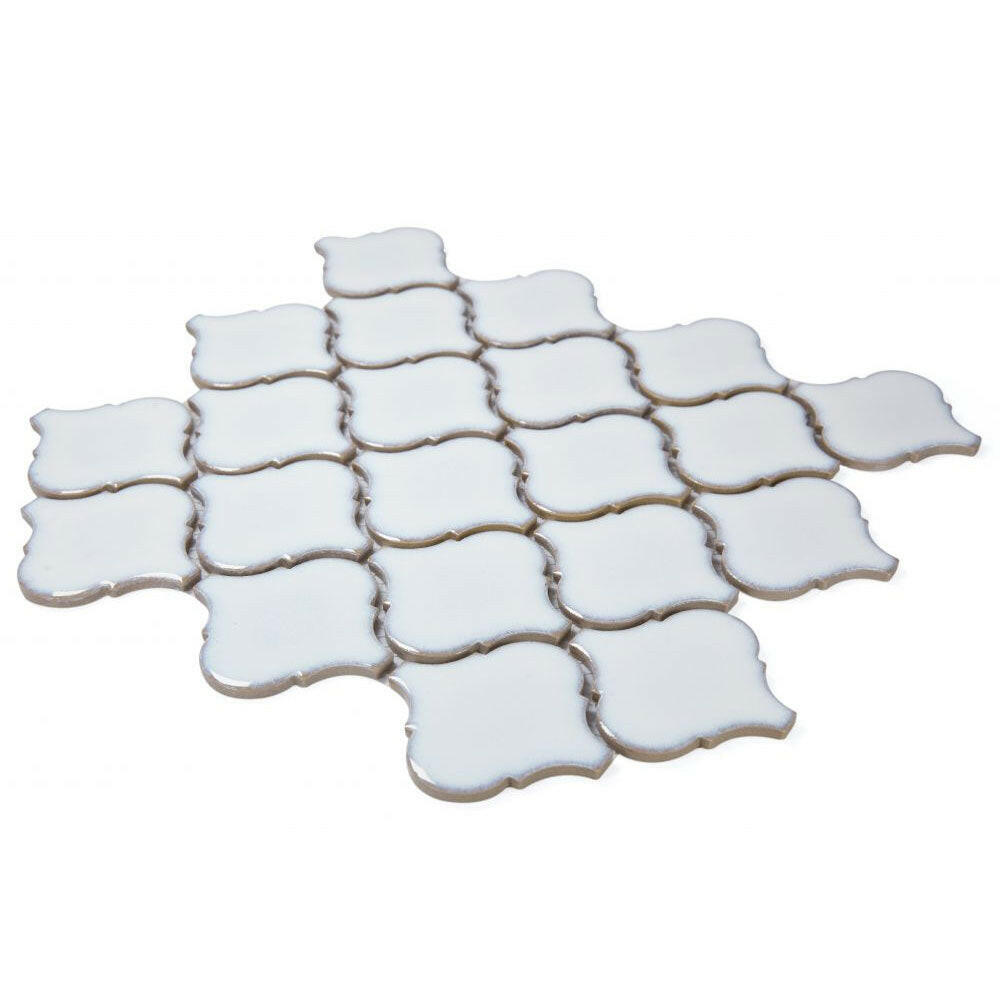 Hulu Fancy White Arabesque Porcelain Mosaic Tile Hulu Fancy White Arabesque Porcelain Mosaic Tile - American Tile Depot