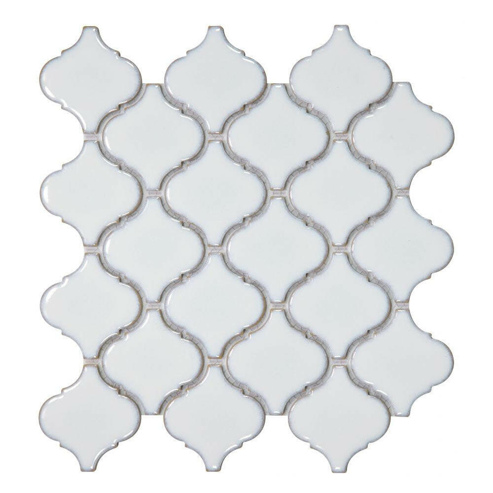 Hulu Fancy White Arabesque Porcelain Mosaic Tile Hulu Fancy White Arabesque Porcelain Mosaic Tile - American Tile Depot