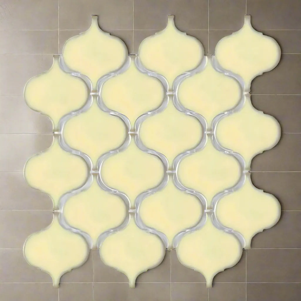 Hulu Ivory Arabesque Porcelain Mosaic Tile Hulu Ivory Arabesque Porcelain Mosaic Tile - American Tile Depot