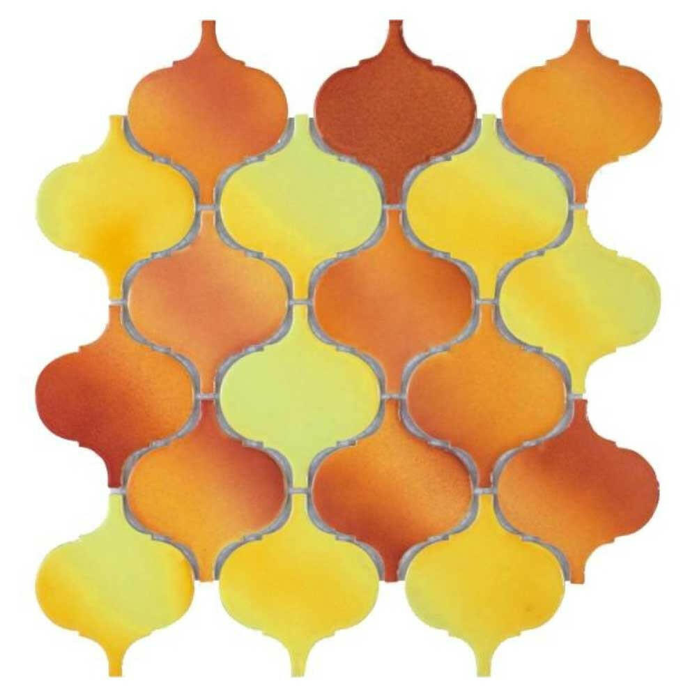 Hulu Orange Arabesque Porcelain Mosaic Tile