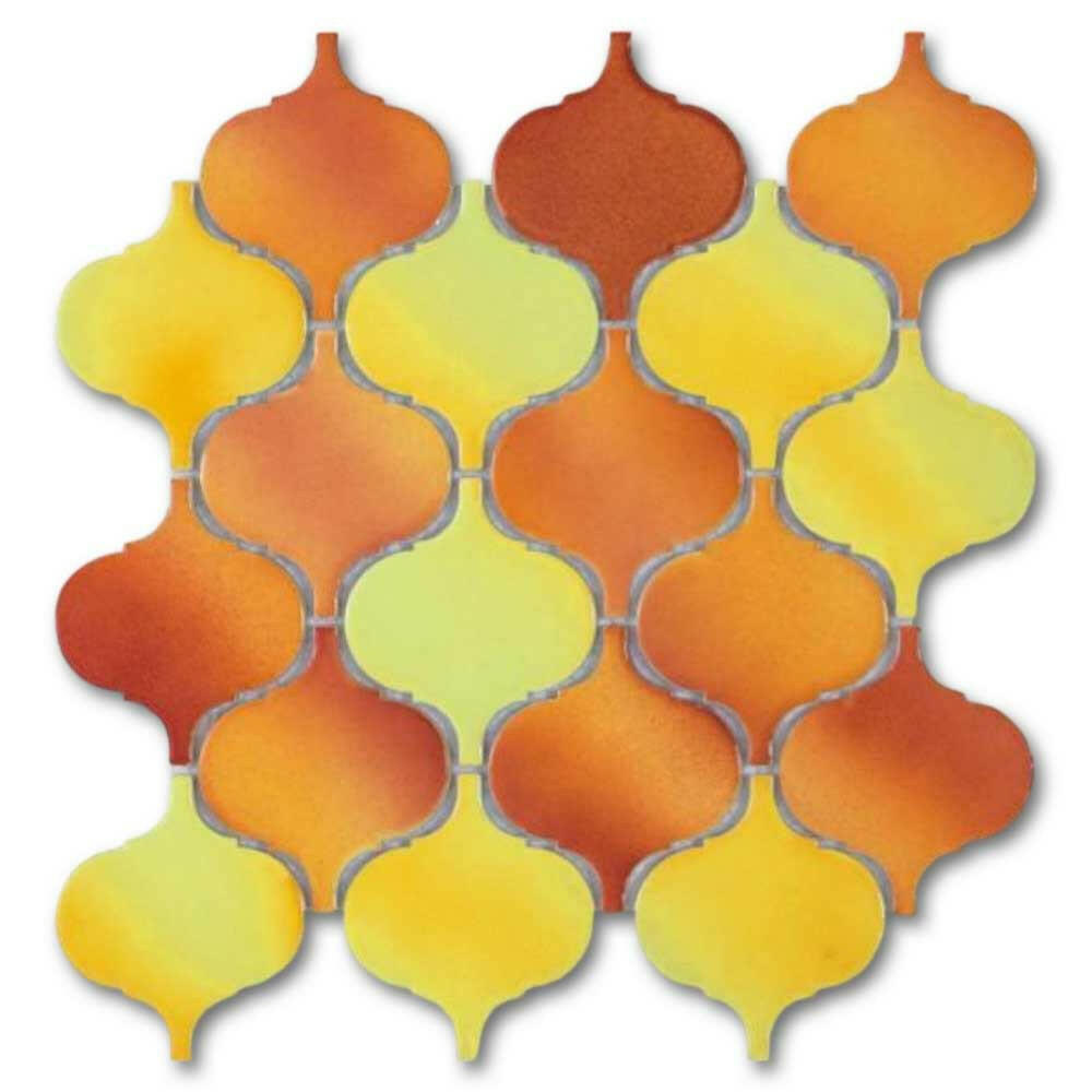 Hulu Orange Arabesque Porcelain Mosaic Tile