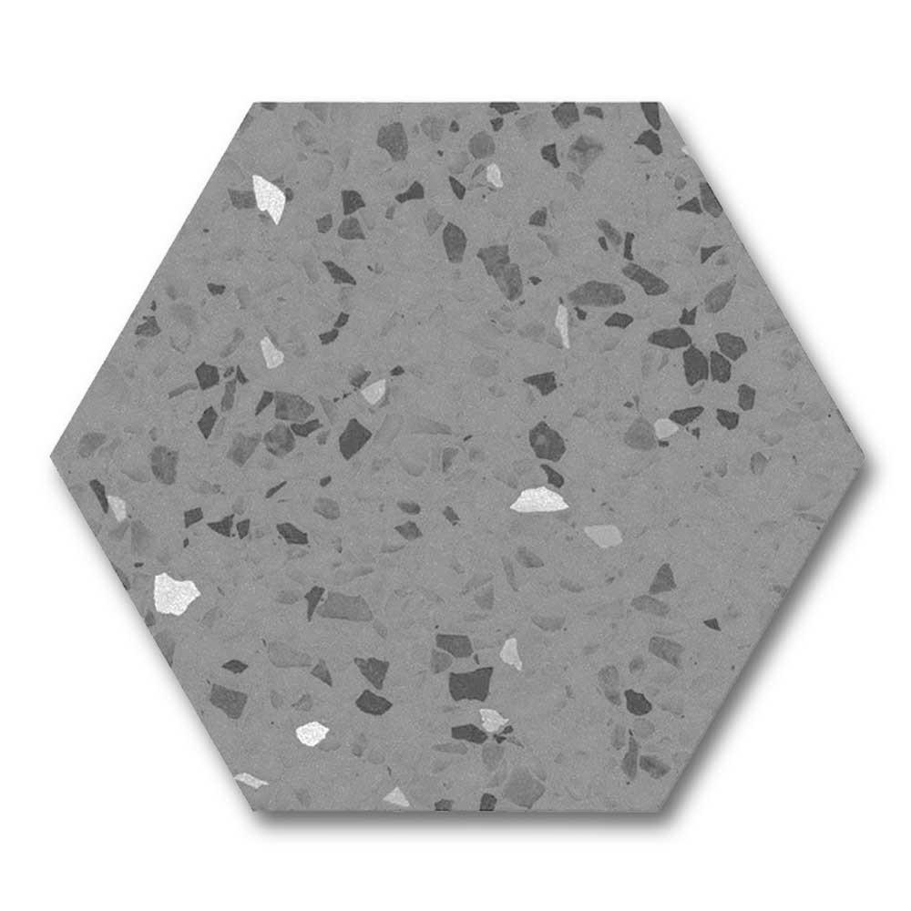 Inspire Grey Matte Terrazzo Look 8" Hexagon Porcelain Tile Inspire Grey Matte Terrazzo Look 8" Hexagon Porcelain Tile - American Tile Depot