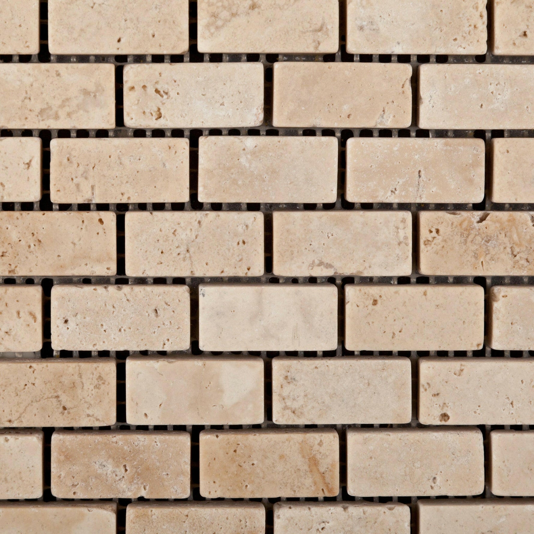 Ivory Travertine Baby Brick Tumbled Mosaic Tile Ivory Travertine Baby Brick Tumbled Mosaic Tile - American Tile Depot