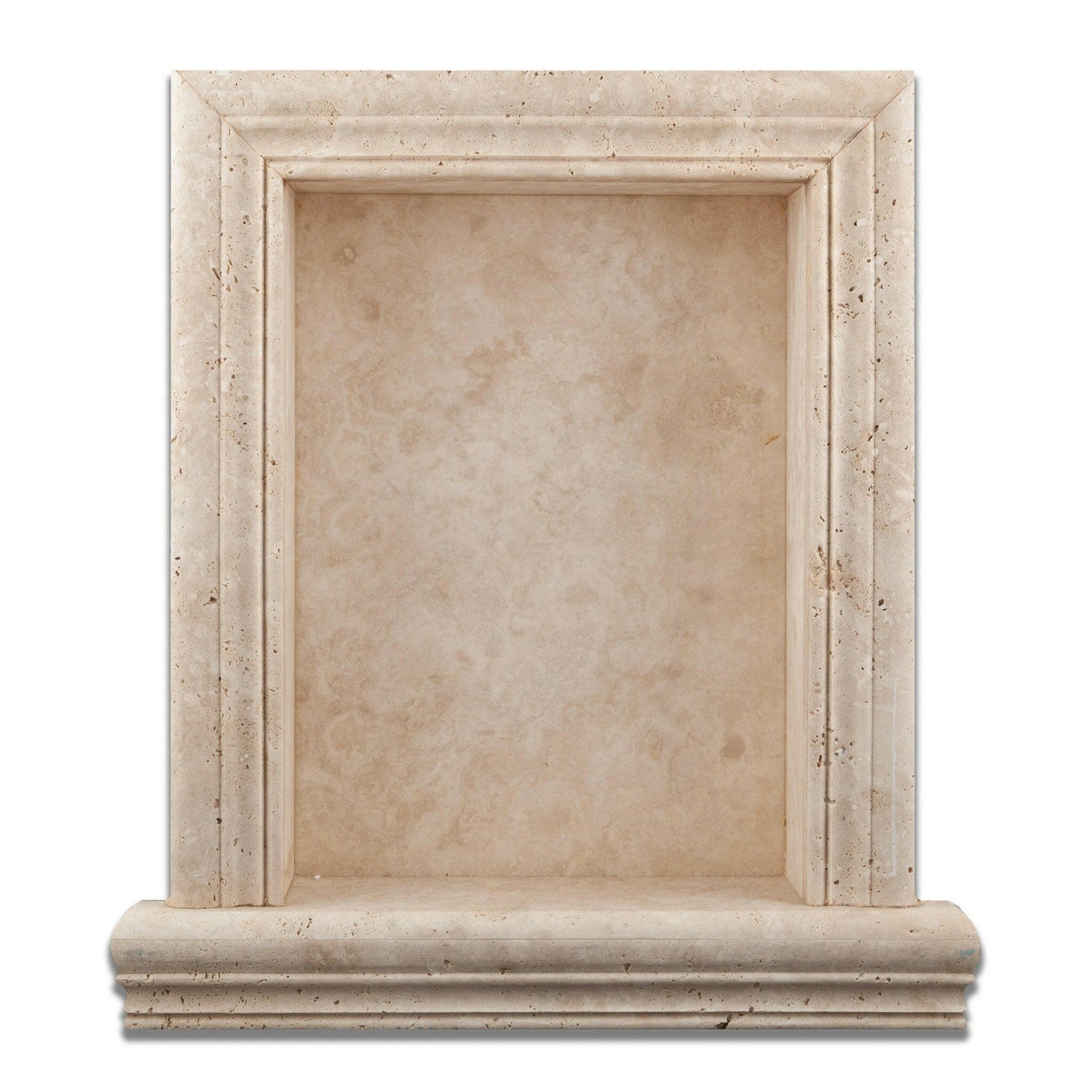 Ivory Travertine Hand-Made Custom Shampoo Niche / Shelf - LARGE - Polished Ivory Travertine Hand-Made Custom Shampoo Niche / Shelf - LARGE - Polished - American Tile Depot