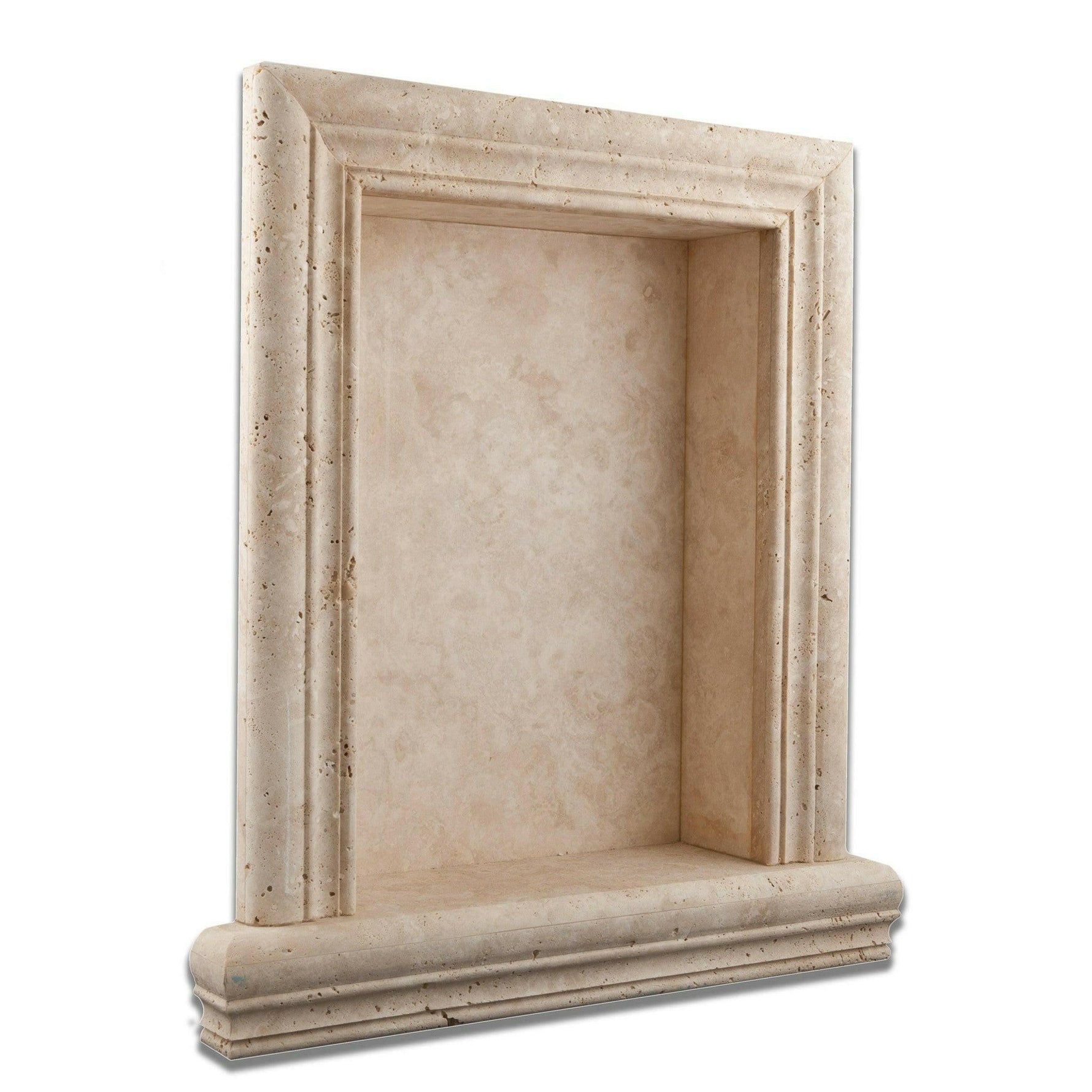 Ivory Travertine Hand-Made Custom Shampoo Niche / Shelf - LARGE - Polished Ivory Travertine Hand-Made Custom Shampoo Niche / Shelf - LARGE - Polished - American Tile Depot