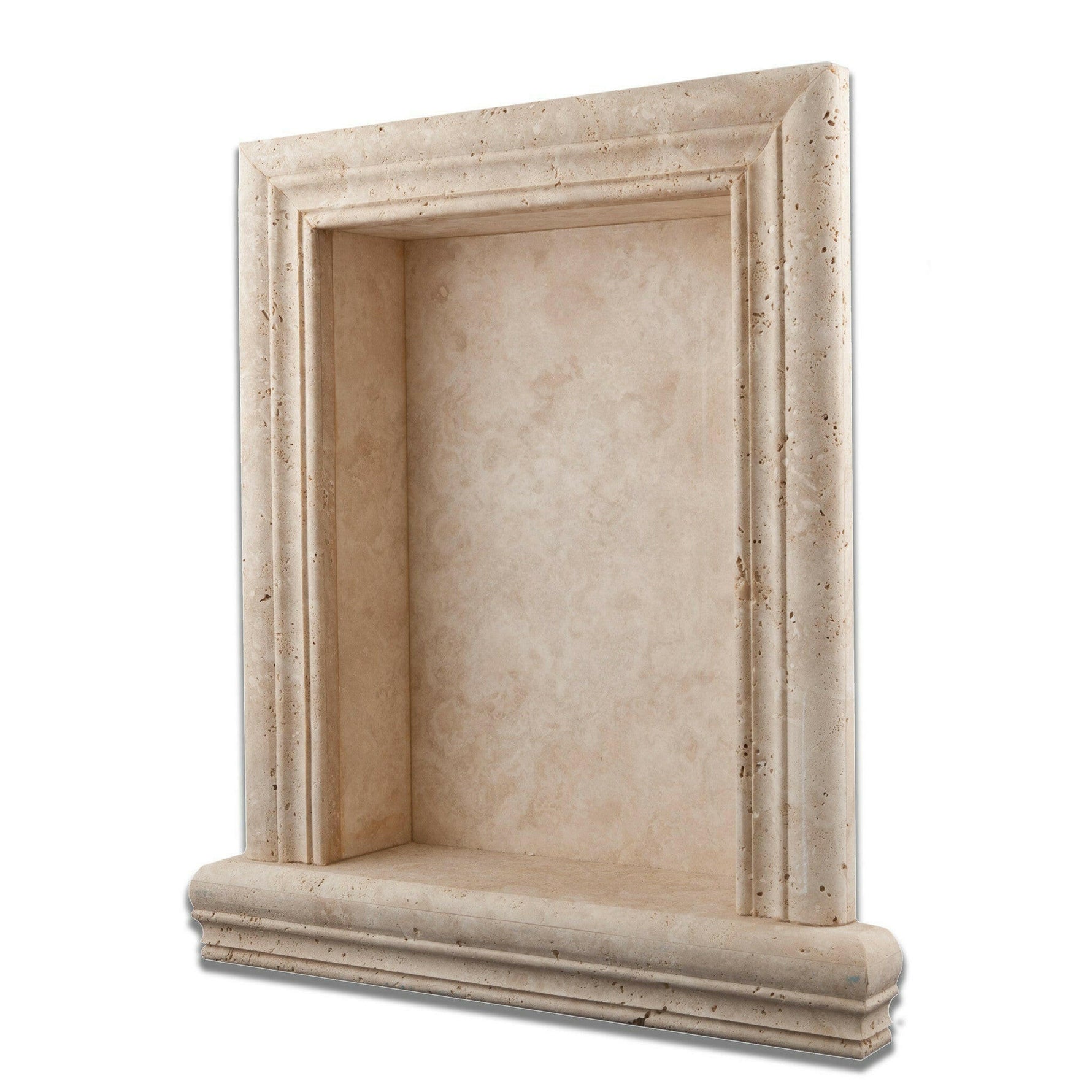Ivory Travertine Hand-Made Custom Shampoo Niche / Shelf - LARGE - Polished Ivory Travertine Hand-Made Custom Shampoo Niche / Shelf - LARGE - Polished - American Tile Depot