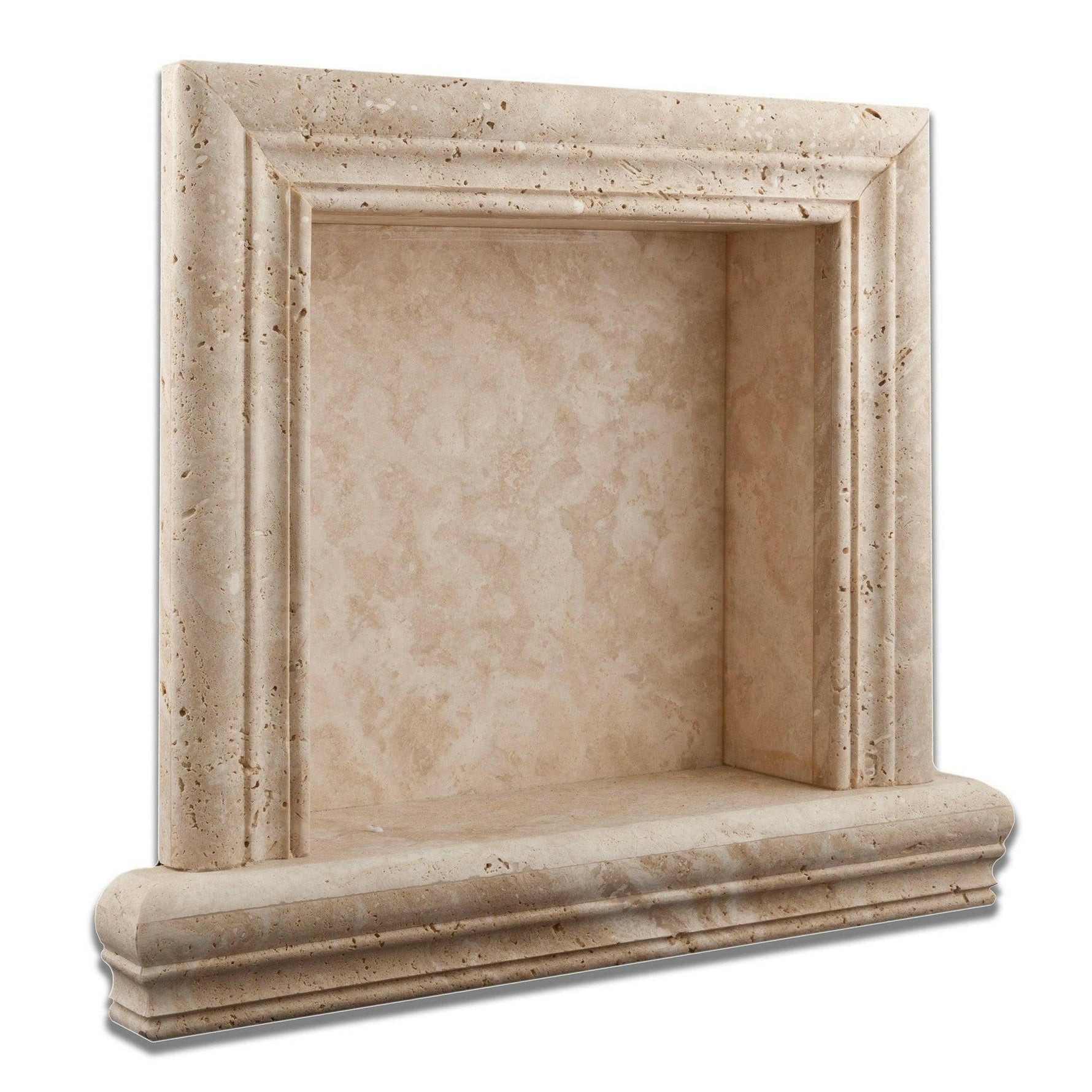 Ivory Travertine Hand-Made Custom Shampoo Niche / Shelf - SMALL - Polished Ivory Travertine Hand-Made Custom Shampoo Niche / Shelf - SMALL - Polished - American Tile Depot