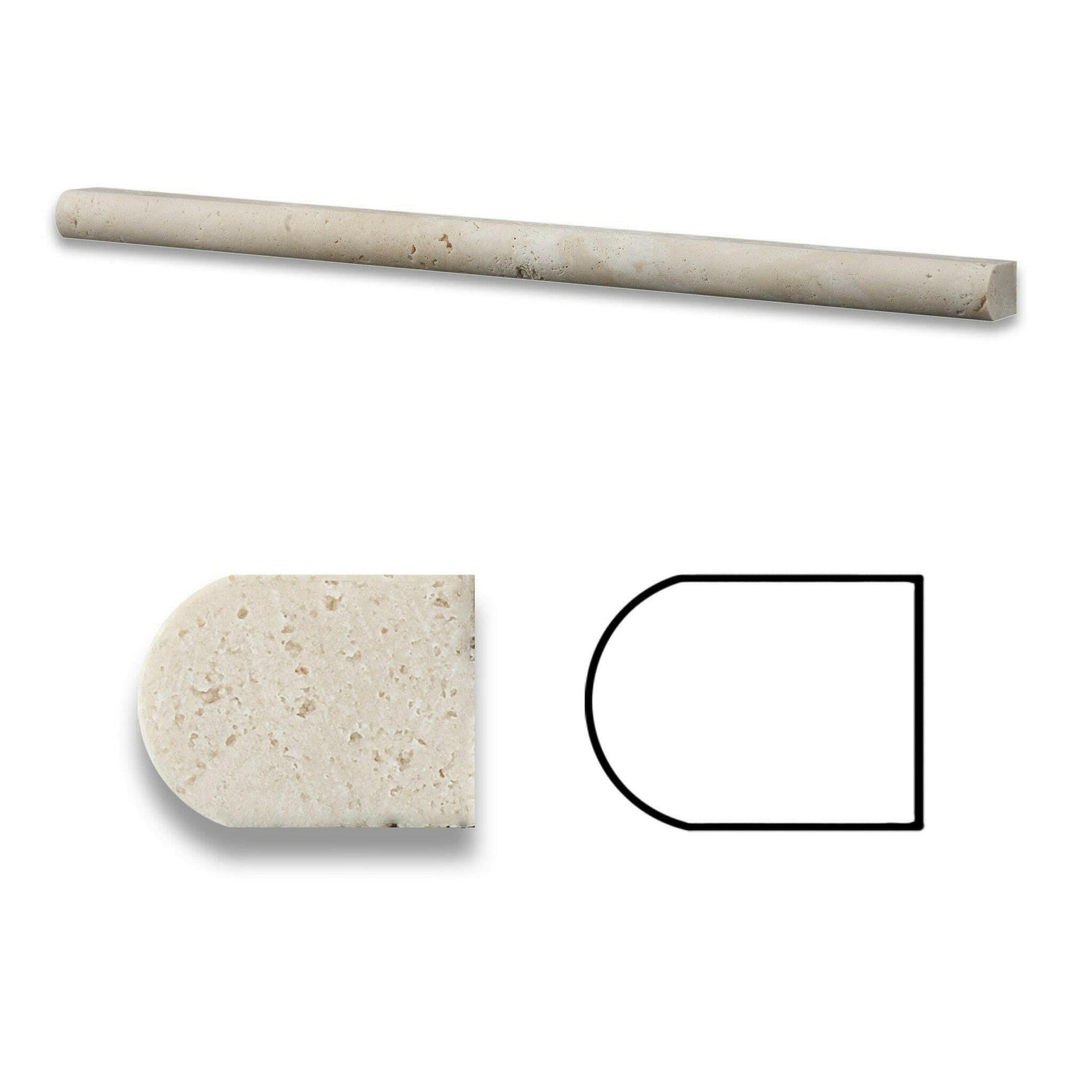 Ivory Travertine Honed 1/2x12 Pencil Liner Ivory Travertine Honed 1/2x12 Pencil Liner - American Tile Depot