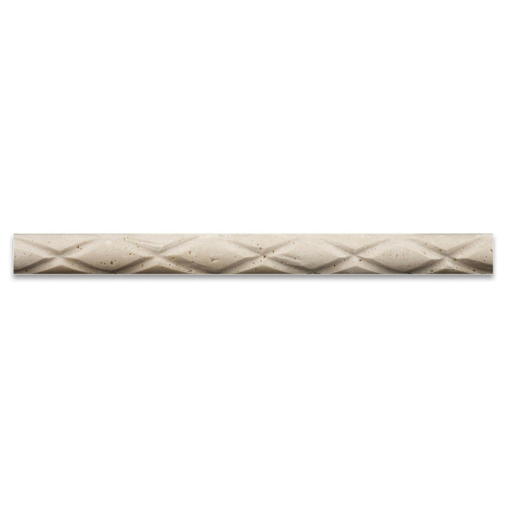 Ivory Travertine Honed 1x12 Diamond Rope Liner Ivory Travertine Honed 1x12 Diamond Rope Liner - American Tile Depot