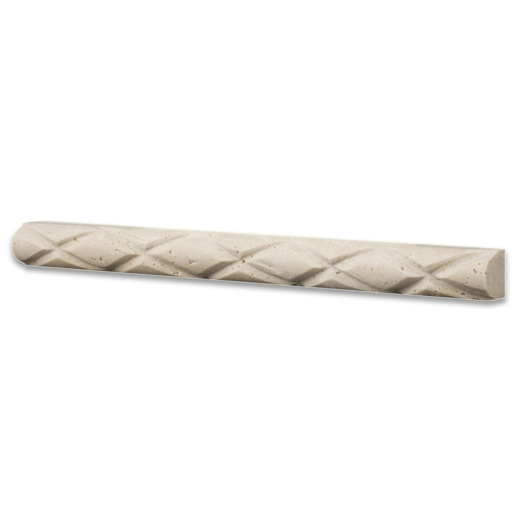 Ivory Travertine Honed 1x12 Diamond Rope Liner Ivory Travertine Honed 1x12 Diamond Rope Liner - American Tile Depot