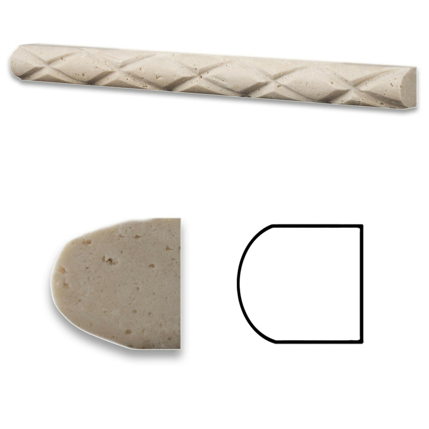 Ivory Travertine Honed 1x12 Diamond Rope Liner Ivory Travertine Honed 1x12 Diamond Rope Liner - American Tile Depot