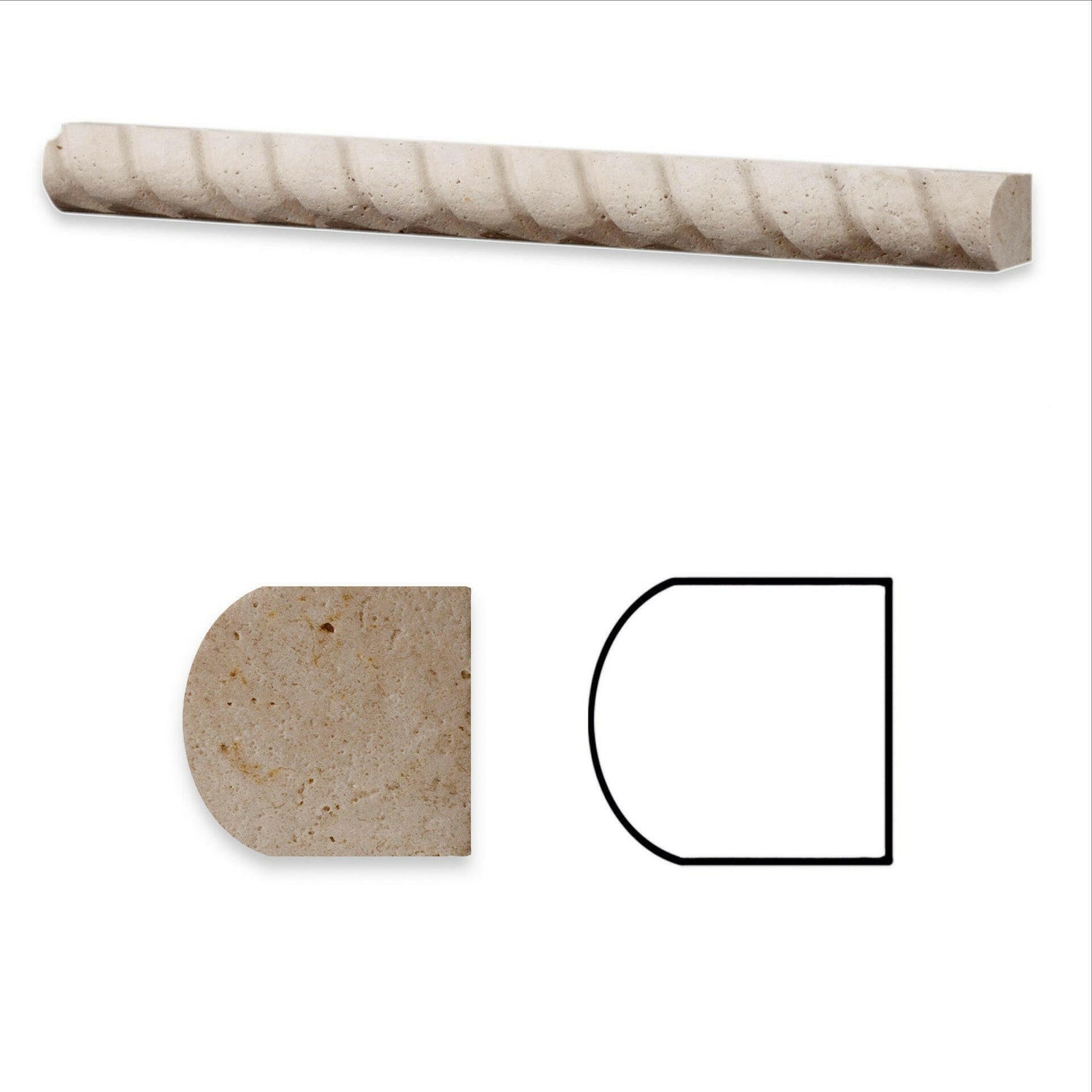 Ivory Travertine Honed 1x12 Rope Liner Ivory Travertine Honed 1x12 Rope Liner - American Tile Depot