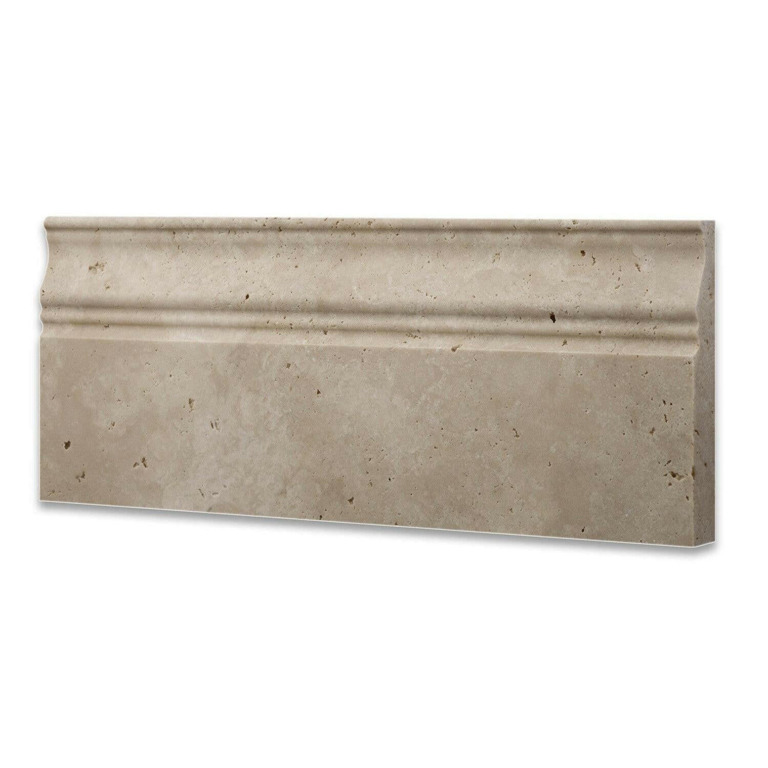 Ivory Travertine Honed 5x12 Baseboard Trim Molding Ivory Travertine Honed 5x12 Baseboard Trim Molding - American Tile Depot