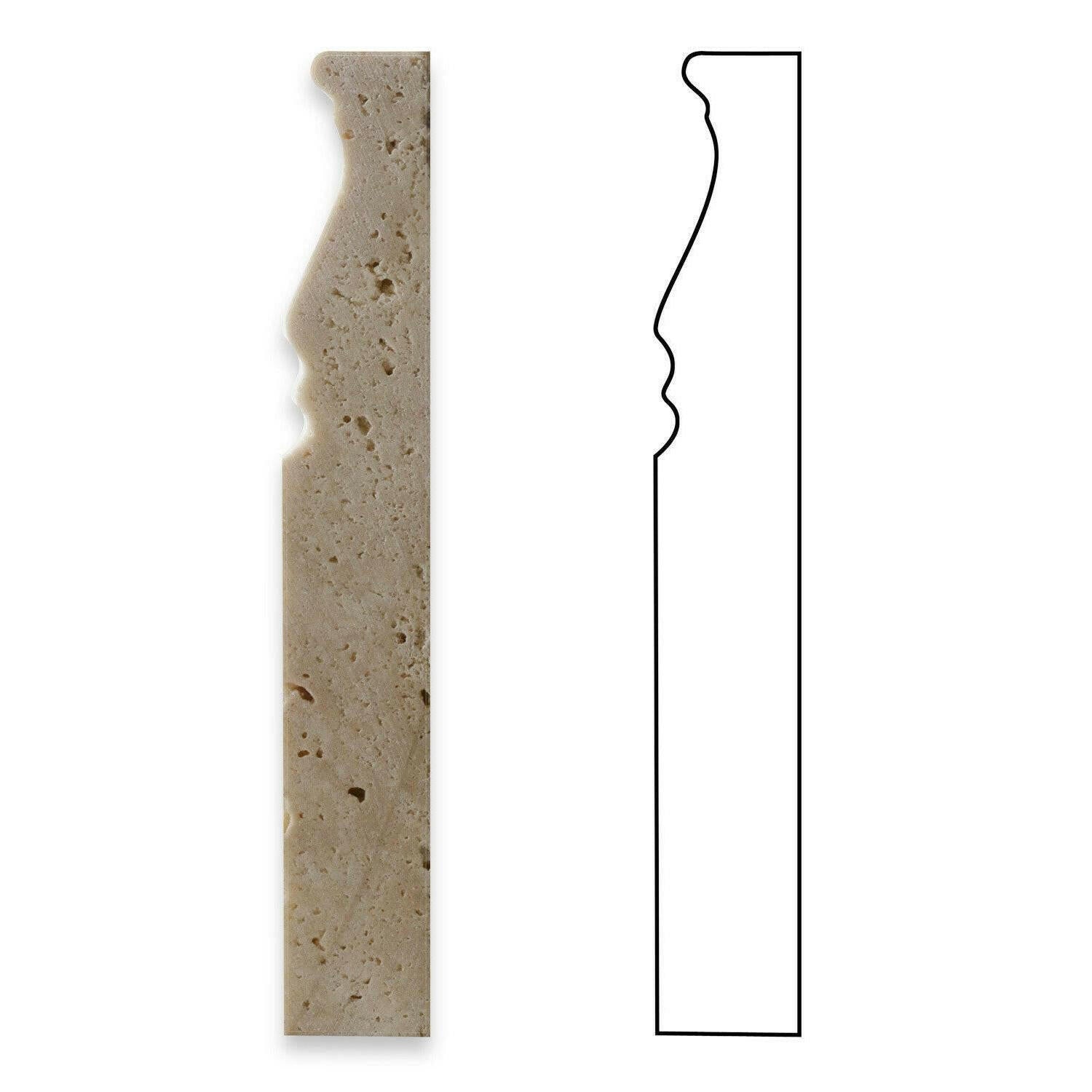 Ivory Travertine Honed 5x12 Baseboard Trim Molding Ivory Travertine Honed 5x12 Baseboard Trim Molding - American Tile Depot