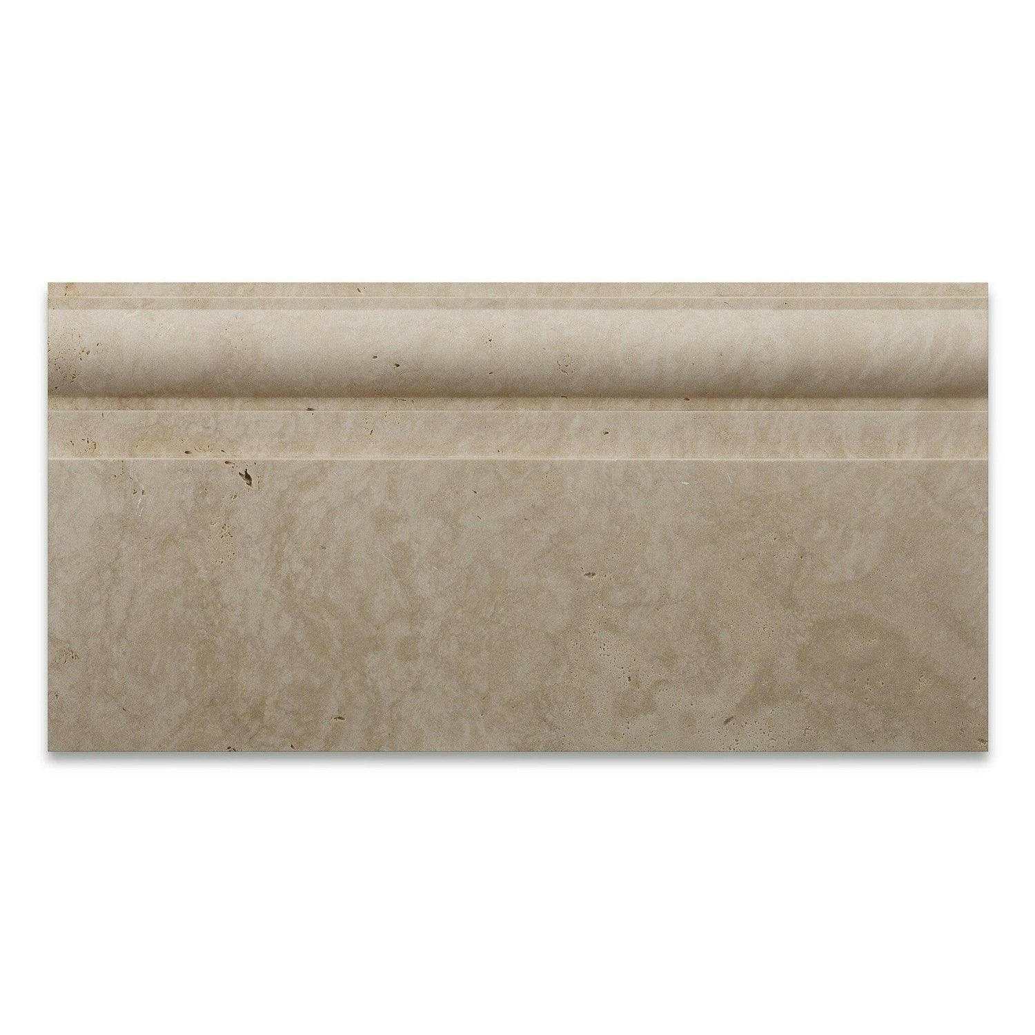 Ivory Travertine Honed 6x12 Baseboard Trim Molding Ivory Travertine Honed 6x12 Baseboard Trim Molding - American Tile Depot