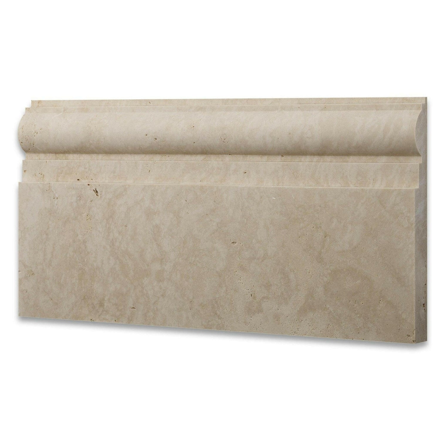 Ivory Travertine Honed 6x12 Baseboard Trim Molding Ivory Travertine Honed 6x12 Baseboard Trim Molding - American Tile Depot