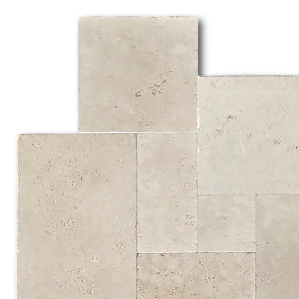 Ivory Travertine Tumbled French Pattern Tile Ivory Travertine Tumbled French Pattern Tile - American Tile Depot