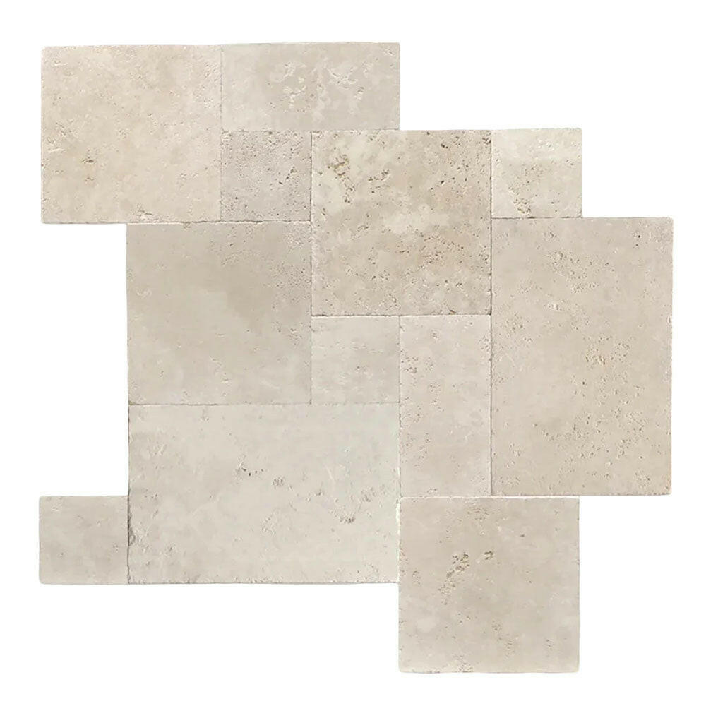 Ivory Travertine Tumbled French Pattern Tile Ivory Travertine Tumbled French Pattern Tile - American Tile Depot