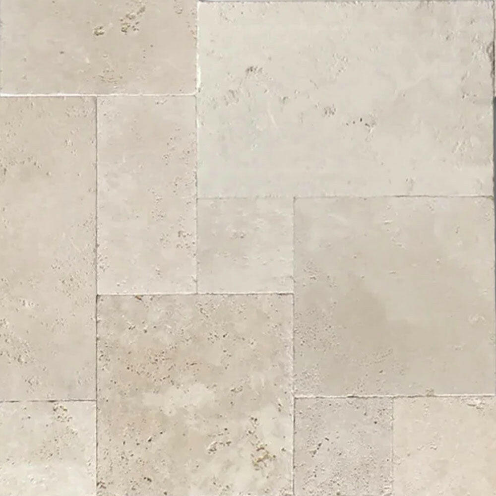 Ivory Travertine Tumbled French Pattern Tile Ivory Travertine Tumbled French Pattern Tile - American Tile Depot