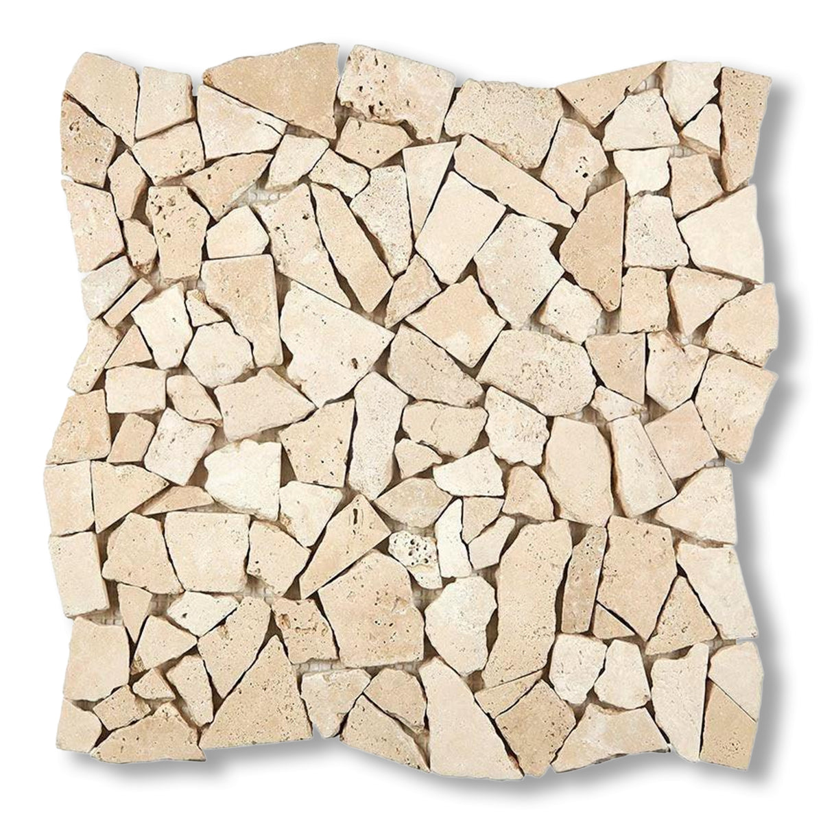Ivory Travertine Tumbled Paledian (Random Broken) Mosaic Tile - American Tile Depot