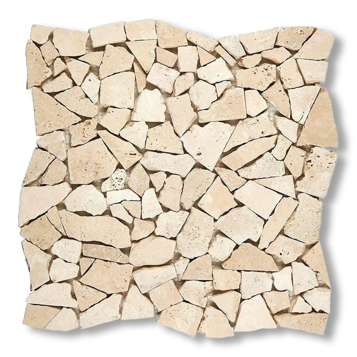 Ivory Travertine Tumbled Paledian (Random Broken) Mosaic Tile - American Tile Depot
