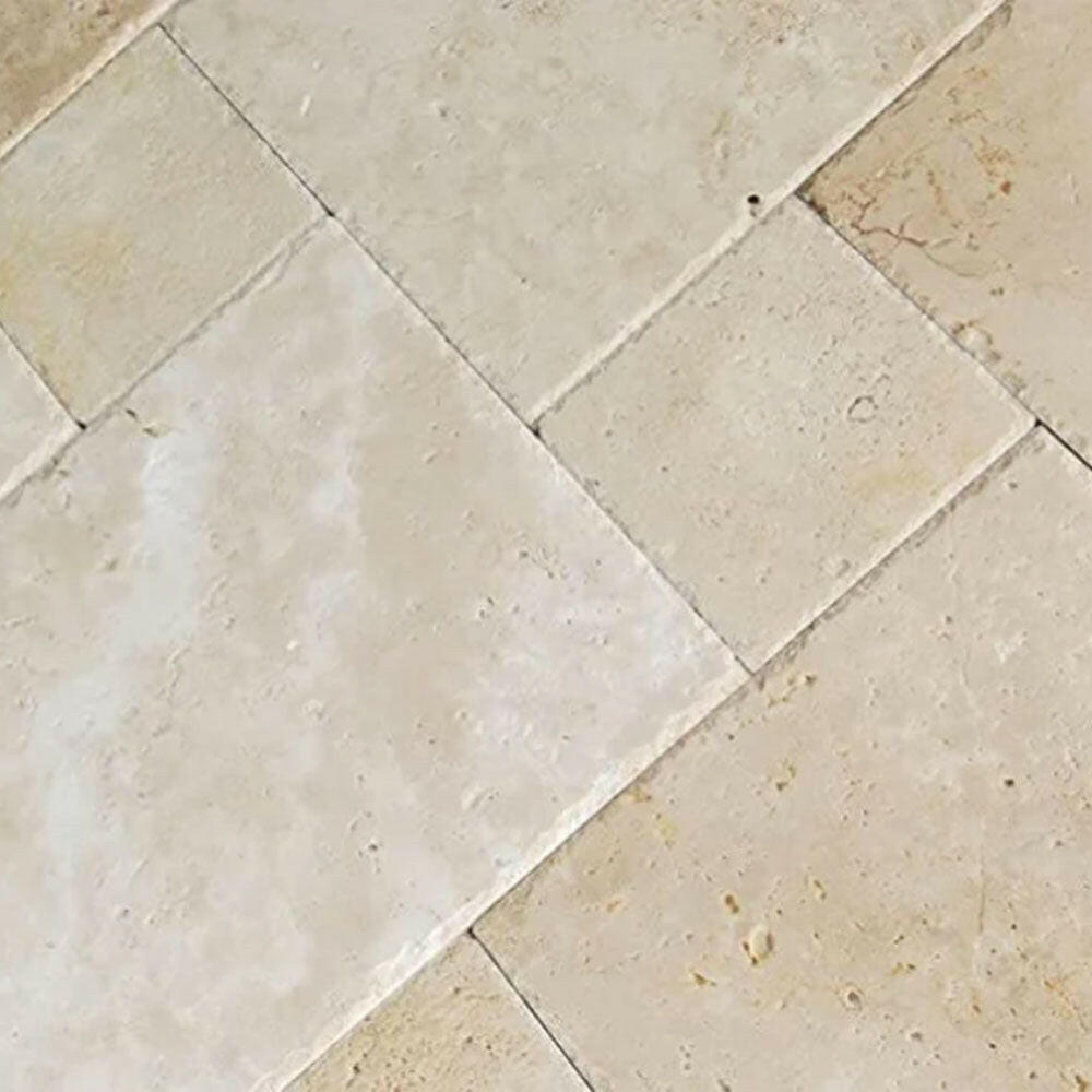 Ivory Travertine Unfilled, Brushed & Chiseled French Pattern Tile Ivory Travertine Unfilled, Brushed & Chiseled French Pattern Tile - American Tile Depot